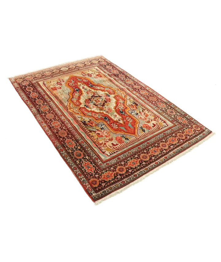 Persian French Design Rug 4' 5" x 6' 3" Hand-Knotted | No. AT27293