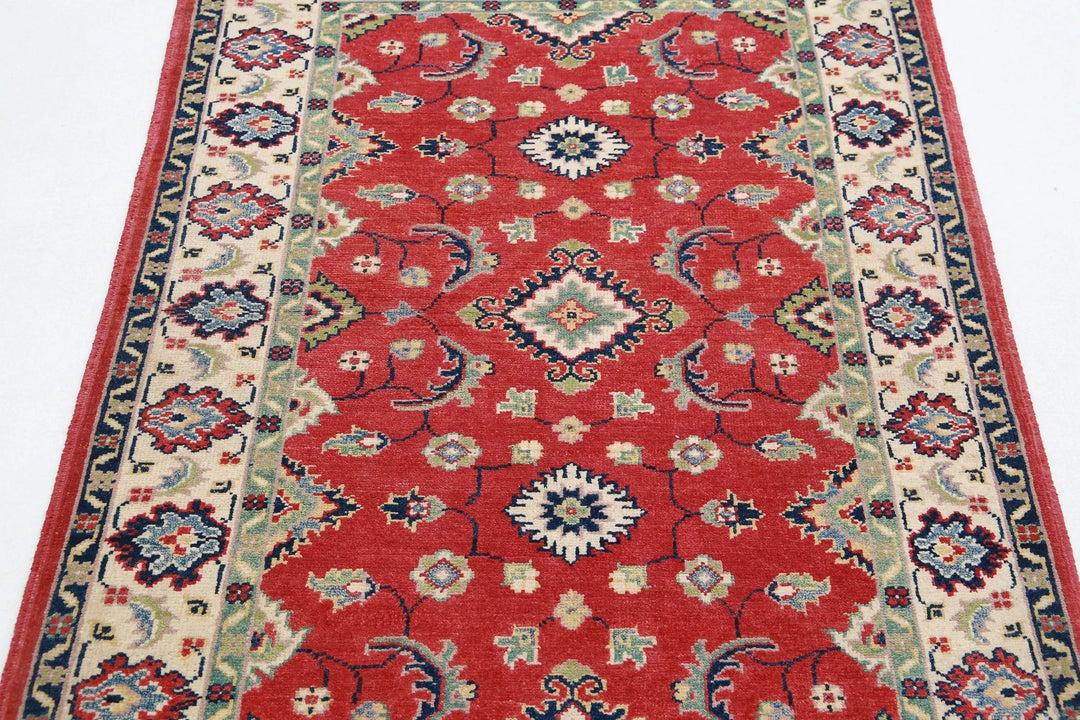 Afghan Tribal Kazak Rug 3' 0" x 4' 8" Hand-Knotted | No. AT27366