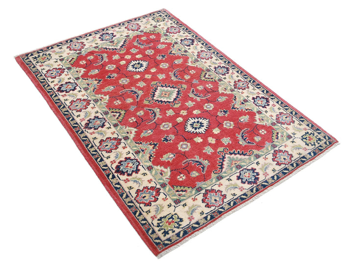 Afghan Tribal Kazak Rug 3' 0" x 4' 8" Hand-Knotted | No. AT27366