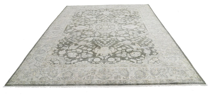 Green Indian Ziegler Rug 8' 0" x 11' 5" Hand-Knotted | No. AT27377