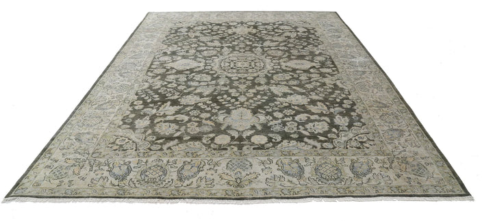 Green Indian Ziegler Rug 8' 0" x 11' 5" Hand-Knotted | No. AT27377