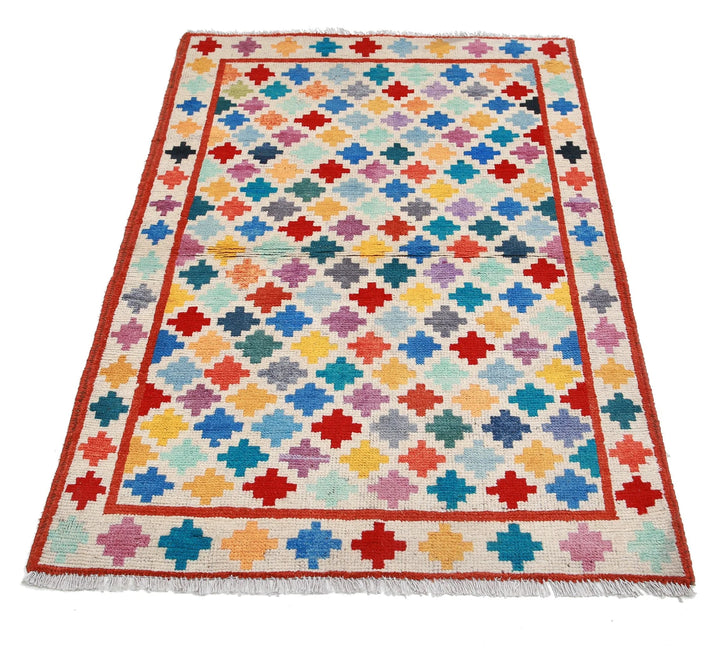 Afghan Oriental Rug 3' 4" x 5' 0" Hand-Knotted | No. AT27381