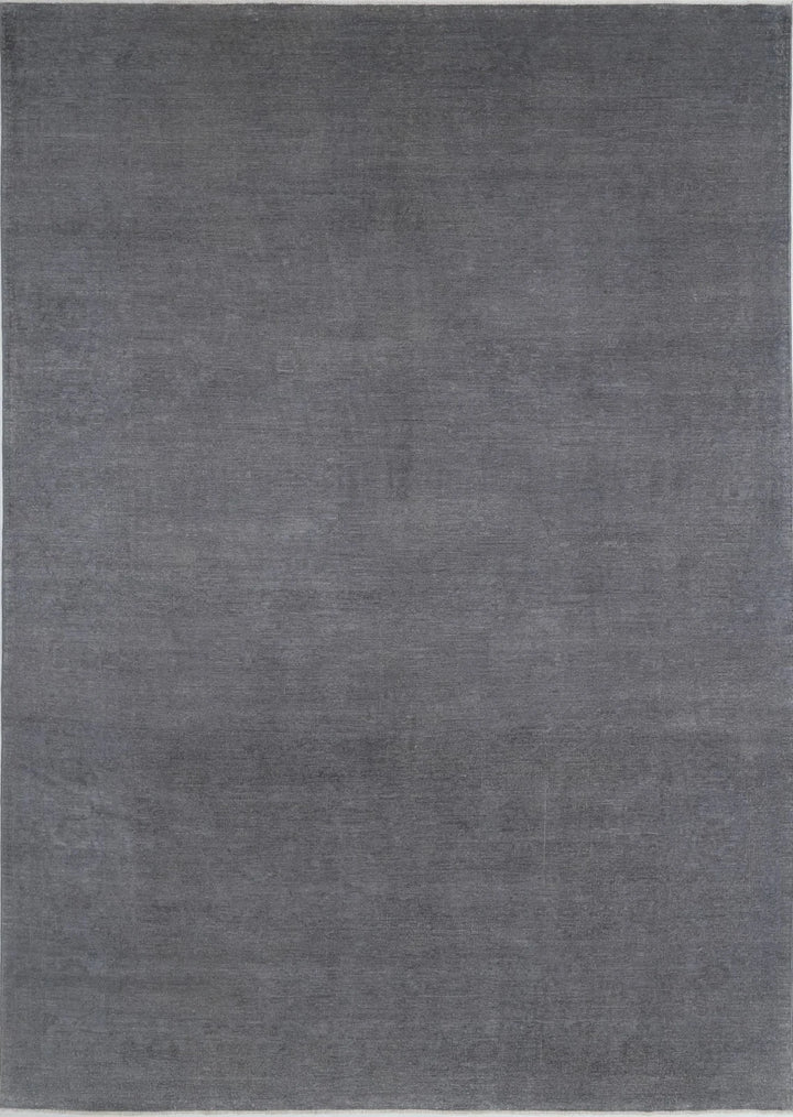 Grey Afghan Overdye Rug 9' 8" x 13' 9" Hand-Knotted | No. AT27394