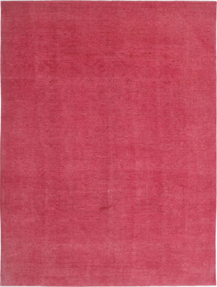 Red Afghan Overdye Rug 9' 8" x 12' 6" Hand-Knotted | No. AT27445