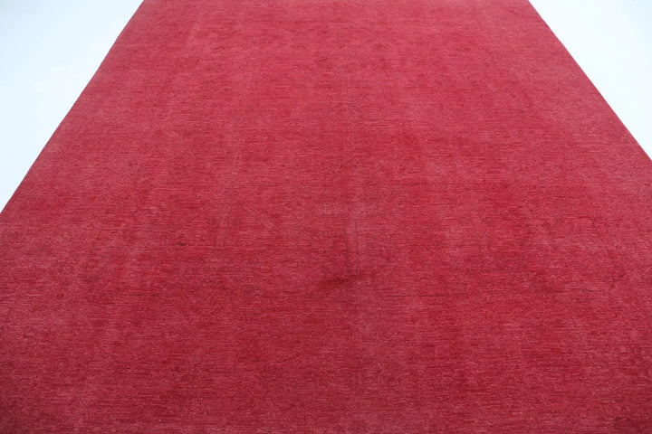 Red Afghan Overdye Rug 9' 8" x 12' 6" Hand-Knotted | No. AT27445