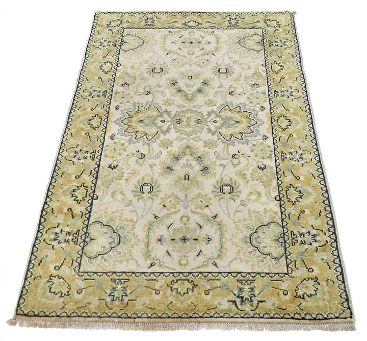 Beige Indian Ziegler Rug 2' 10" x 4' 10" Hand-Knotted | No. AT27463
