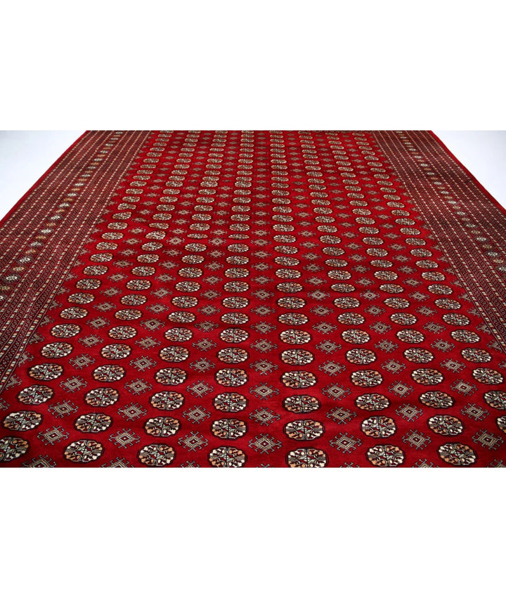 Red Pakistani Bokhara Rug 12' 3" x 17' 6" Hand-Knotted | No. AT275720
