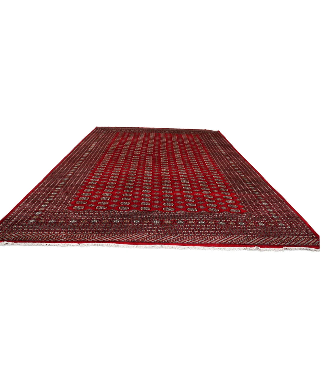 Red Pakistani Bokhara Rug 12' 3" x 17' 6" Hand-Knotted | No. AT275720