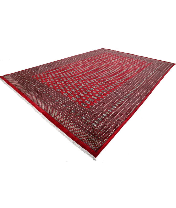Red Pakistani Bokhara Rug 12' 3" x 17' 6" Hand-Knotted | No. AT275720