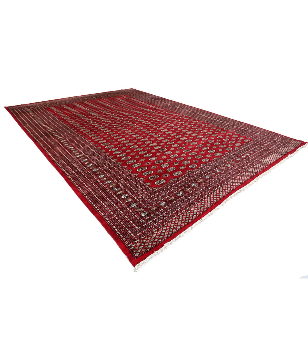Red Pakistani Bokhara Rug 12' 3" x 17' 6" Hand-Knotted | No. AT275720