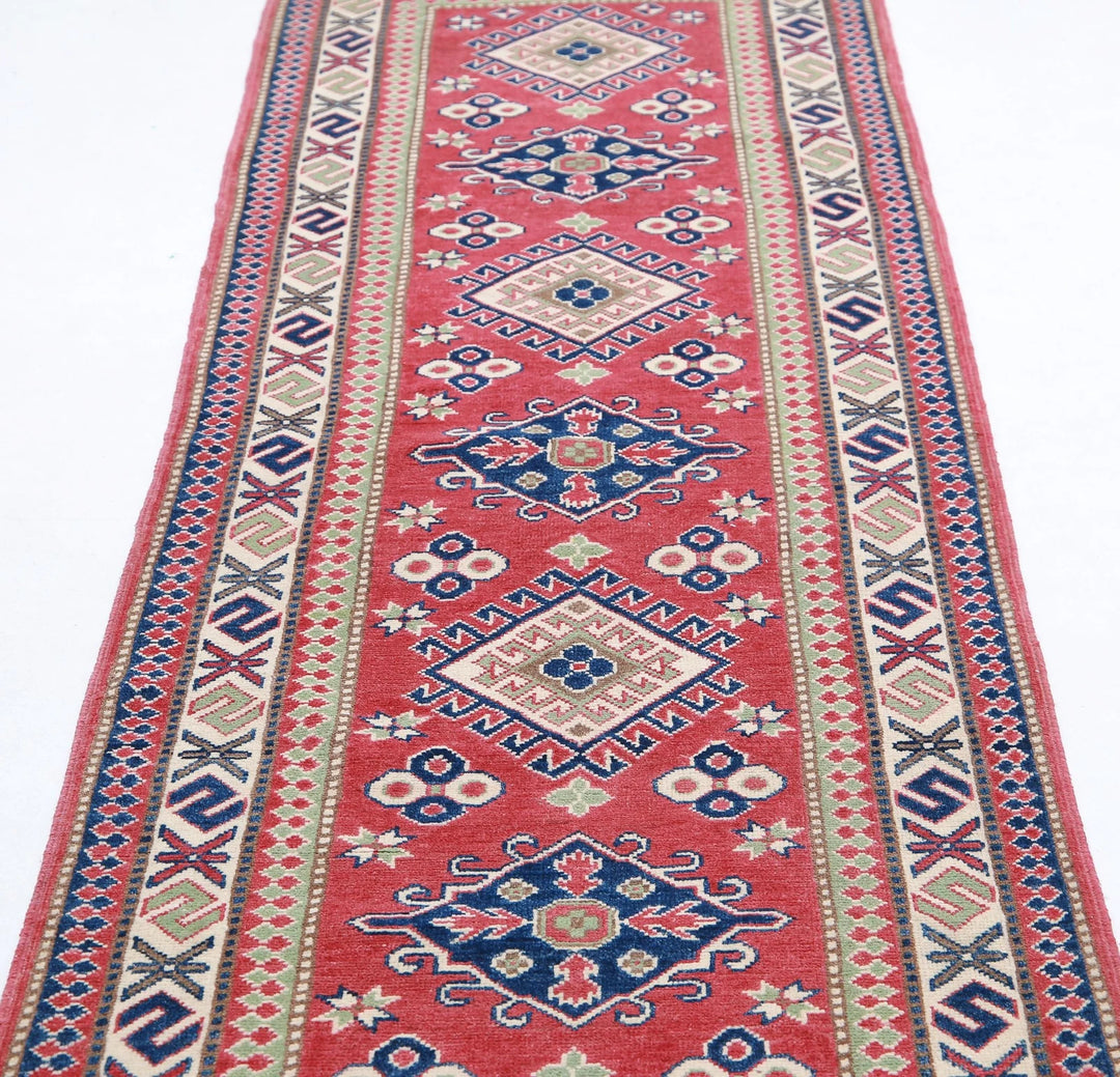 Afghan Tribal Kazak Rug 2' 8" x 9' 9" Hand-Knotted | No. AT27683