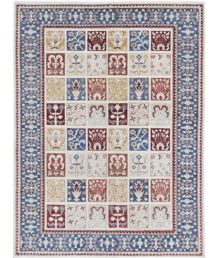 Grey Afghan Bakhtiari Rug 5' 7" x 7' 4" Hand-Knotted | No. AT27685