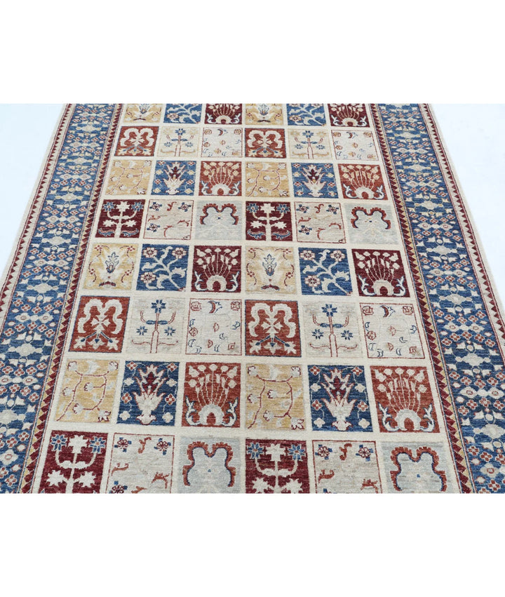 Grey Afghan Bakhtiari Rug 5' 7" x 7' 4" Hand-Knotted | No. AT27685