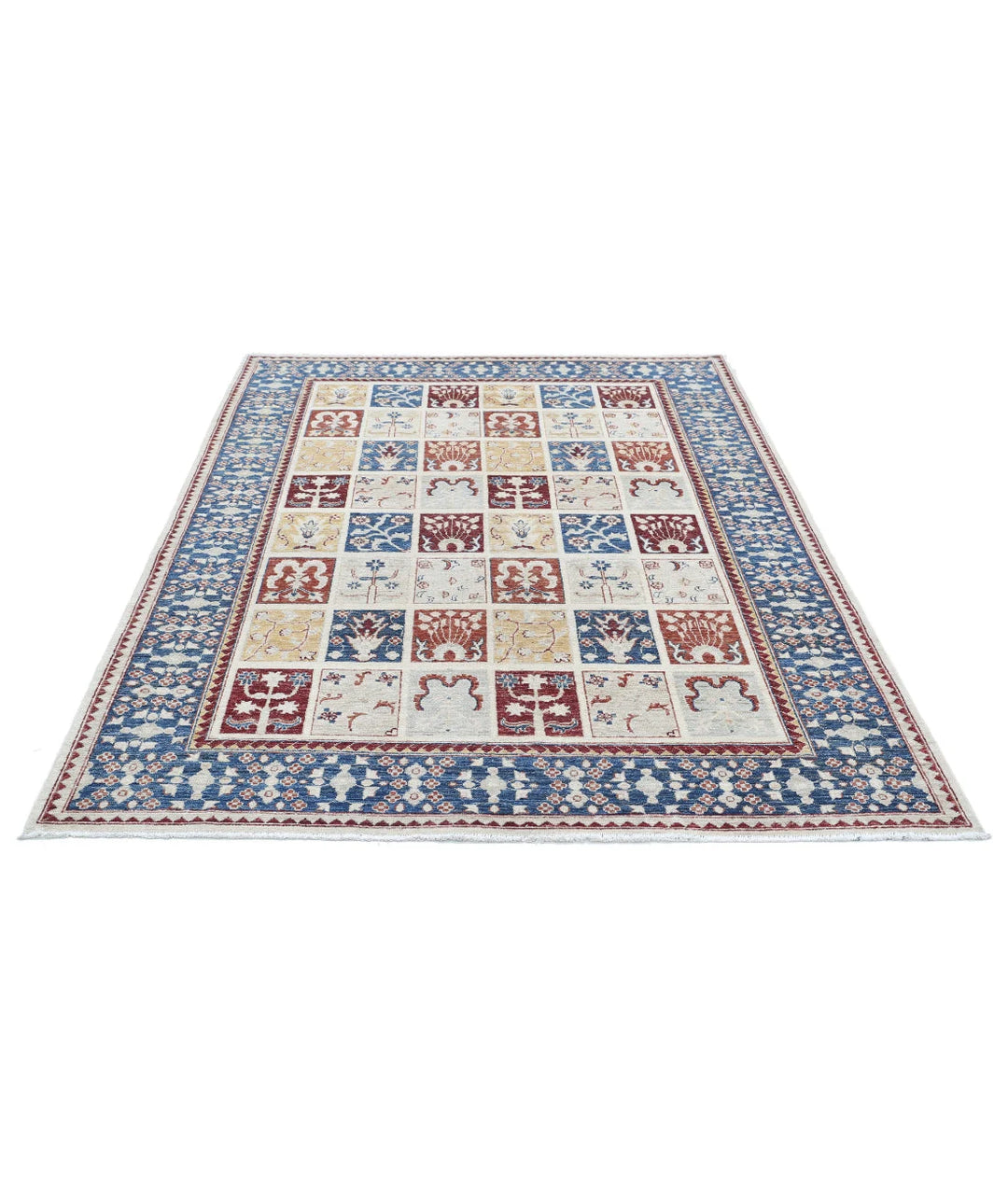Grey Afghan Bakhtiari Rug 5' 7" x 7' 4" Hand-Knotted | No. AT27685