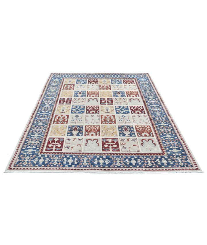 Grey Afghan Bakhtiari Rug 5' 7" x 7' 4" Hand-Knotted | No. AT27685