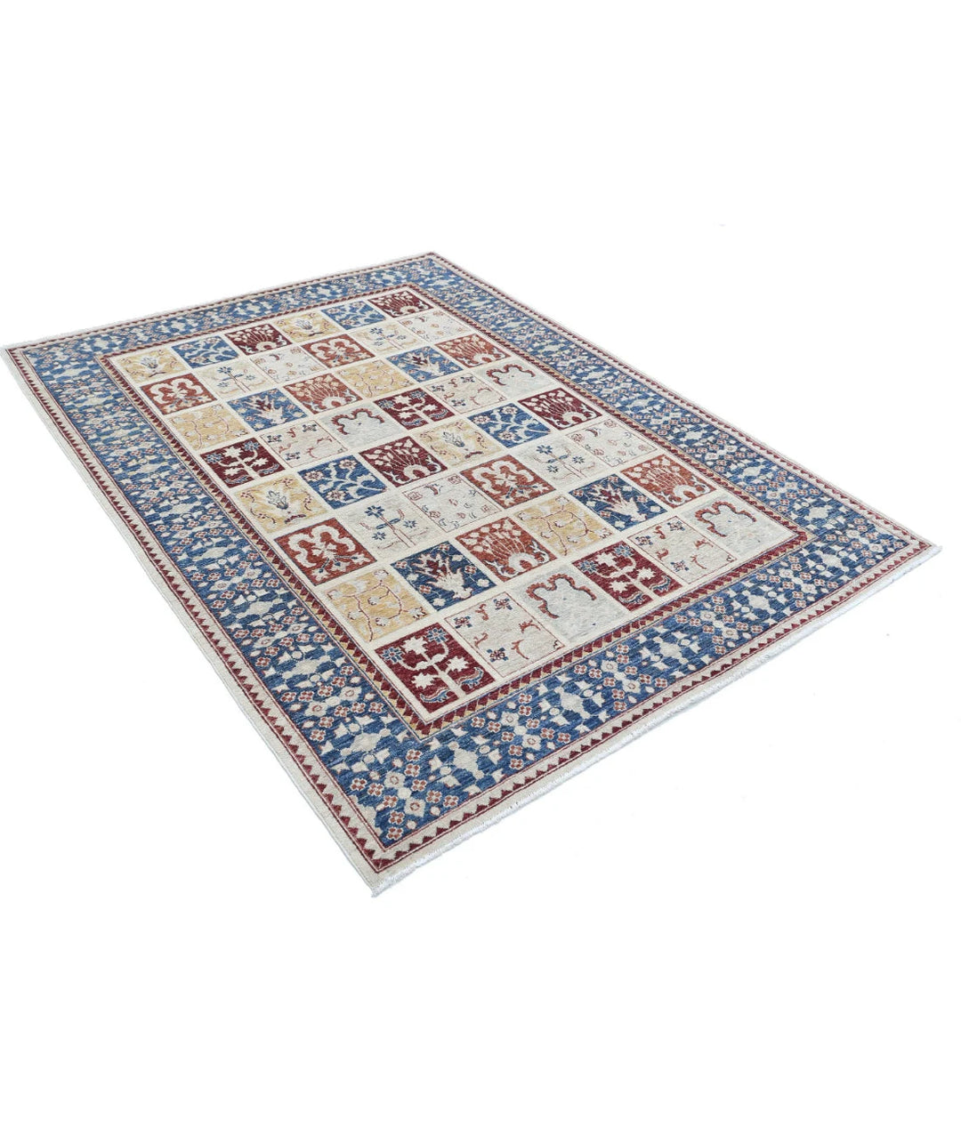 Grey Afghan Bakhtiari Rug 5' 7" x 7' 4" Hand-Knotted | No. AT27685