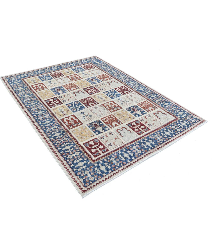 Grey Afghan Bakhtiari Rug 5' 7" x 7' 4" Hand-Knotted | No. AT27685