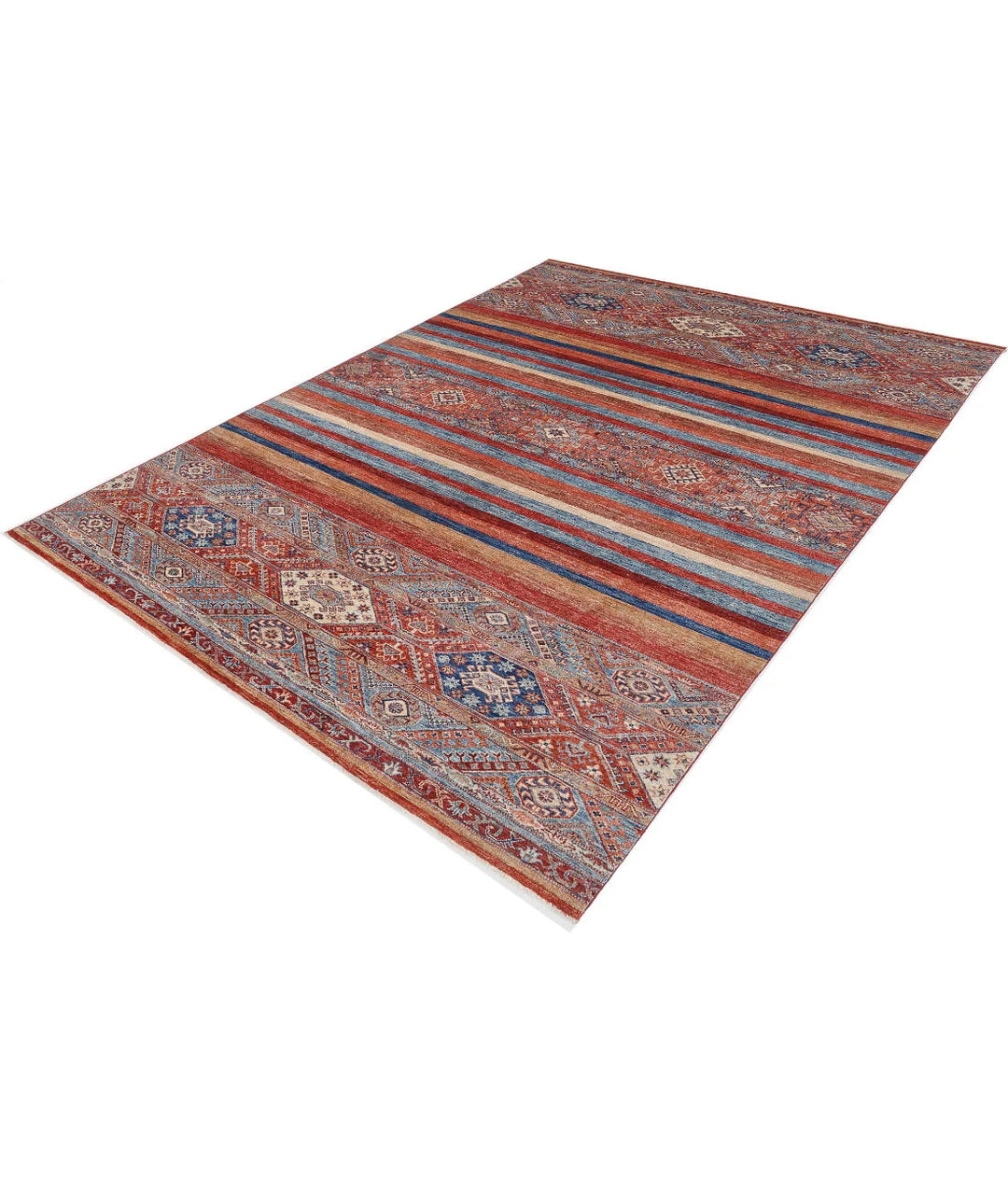 Afghan Khurjeen Rug 6' 9" x 9' 11" Hand-Knotted | No. AT27693