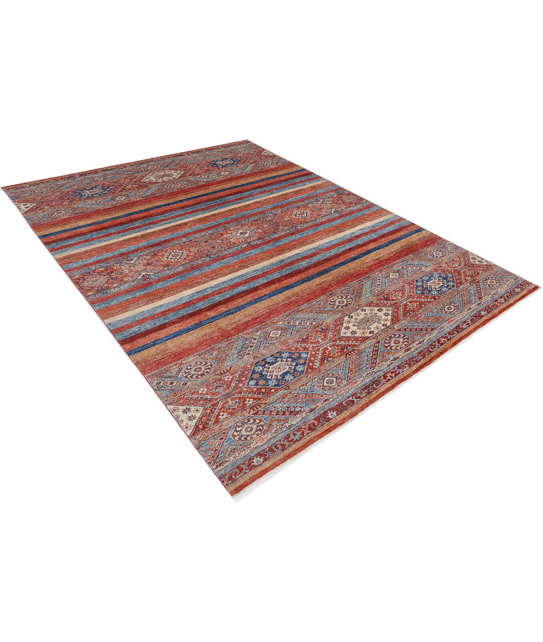 Afghan Khurjeen Rug 6' 9" x 9' 11" Hand-Knotted | No. AT27693