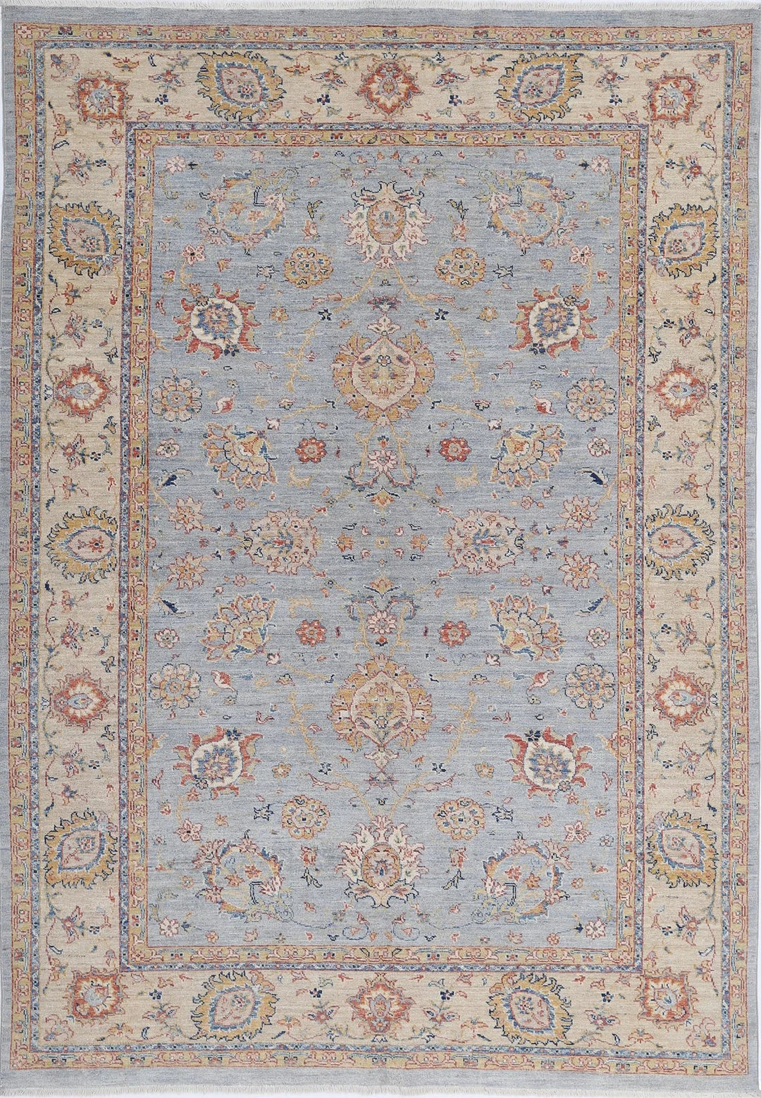 Grey Afghan Ziegler Rug 5' 7" x 7' 11" Hand-Knotted | No. AT27694