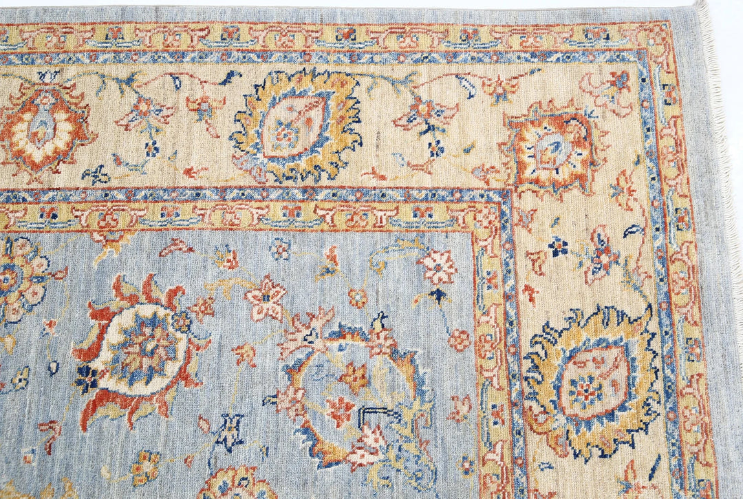 Grey Afghan Ziegler Rug 5' 7" x 7' 11" Hand-Knotted | No. AT27694