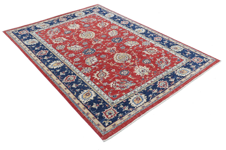 Afghan Ziegler Rug 5' 5" x 7' 4" Hand-Knotted | No. AT27720