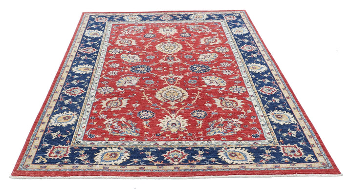 Afghan Ziegler Rug 5' 5" x 7' 4" Hand-Knotted | No. AT27720