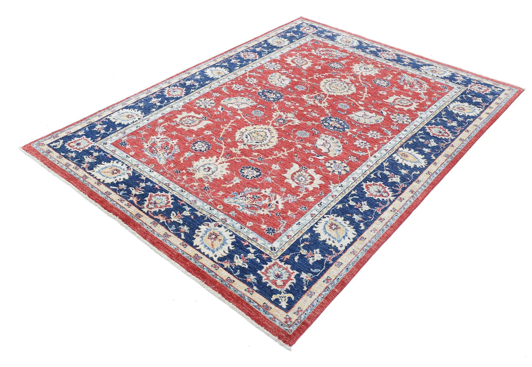Afghan Ziegler Rug 5' 5" x 7' 4" Hand-Knotted | No. AT27720