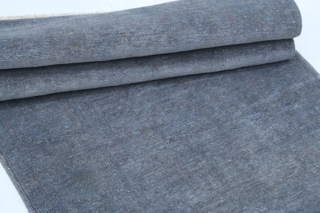 Grey Afghan Overdye Rug 2' 8" x 8' 3" Hand-Knotted | No. AT27763