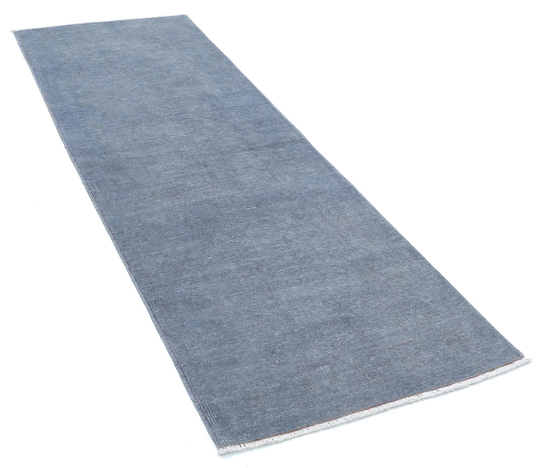 Grey Afghan Overdye Rug 2' 8" x 8' 3" Hand-Knotted | No. AT27763