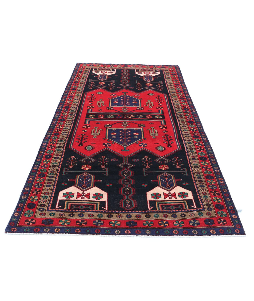 Persian Hamadan Rug 4' 8" x 9' 7" Hand-Knotted | No. AT27957