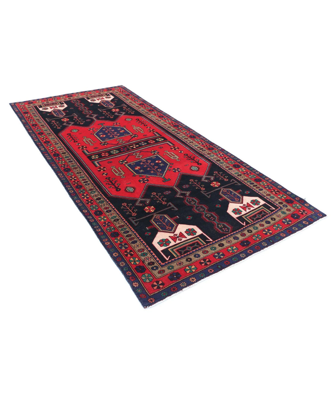 Persian Hamadan Rug 4' 8" x 9' 7" Hand-Knotted | No. AT27957