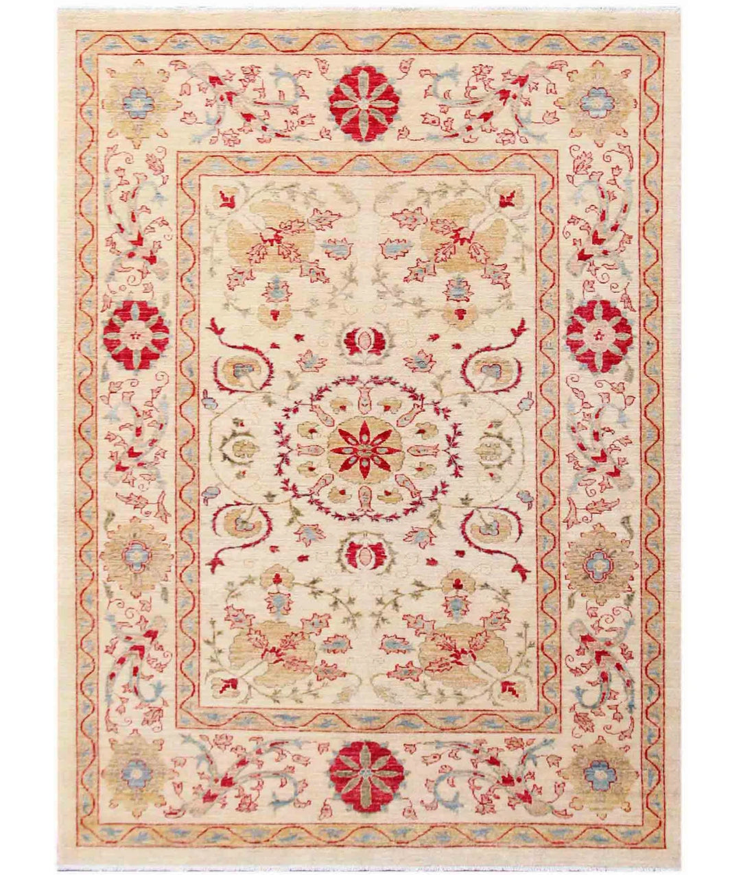 Afghan Ziegler Rug 5' 7" x 7' 7" Hand-Knotted | No. AT28015