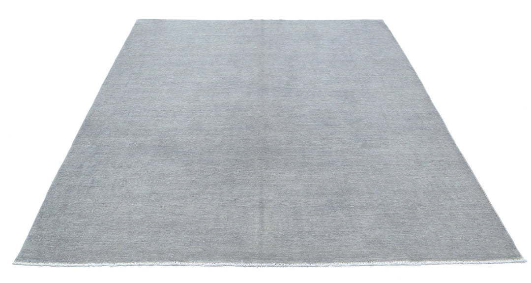 Grey Afghan Overdye Rug 6' 3" x 8' 3" Hand-Knotted | No. AT28096
