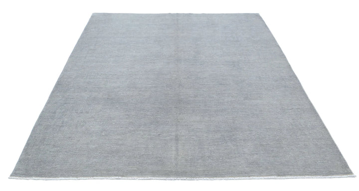 Grey Afghan Overdye Rug 6' 3" x 8' 3" Hand-Knotted | No. AT28096