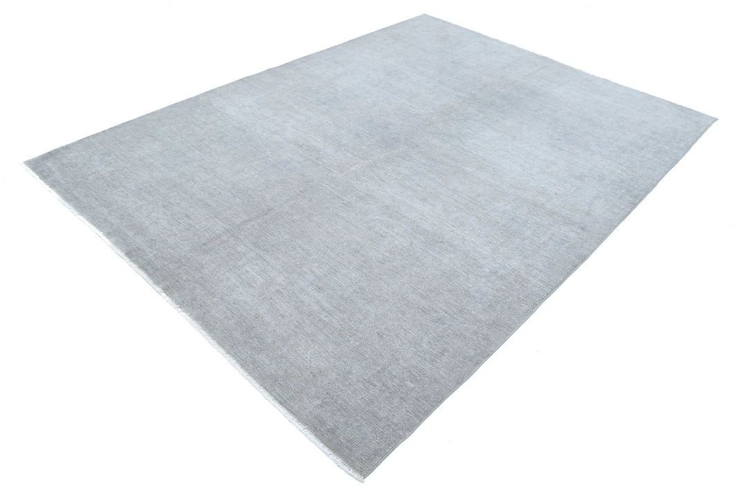 Grey Afghan Overdye Rug 6' 3" x 8' 3" Hand-Knotted | No. AT28096