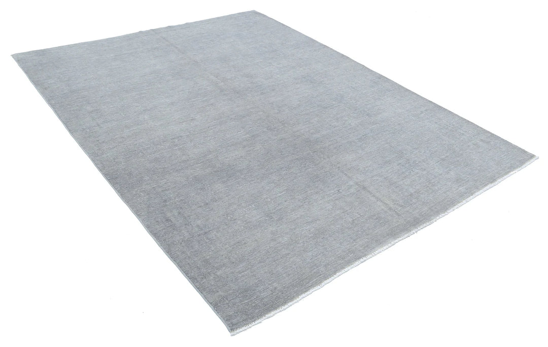 Grey Afghan Overdye Rug 6' 3" x 8' 3" Hand-Knotted | No. AT28096