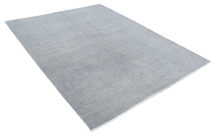 Grey Afghan Overdye Rug 6' 3" x 8' 3" Hand-Knotted | No. AT28096