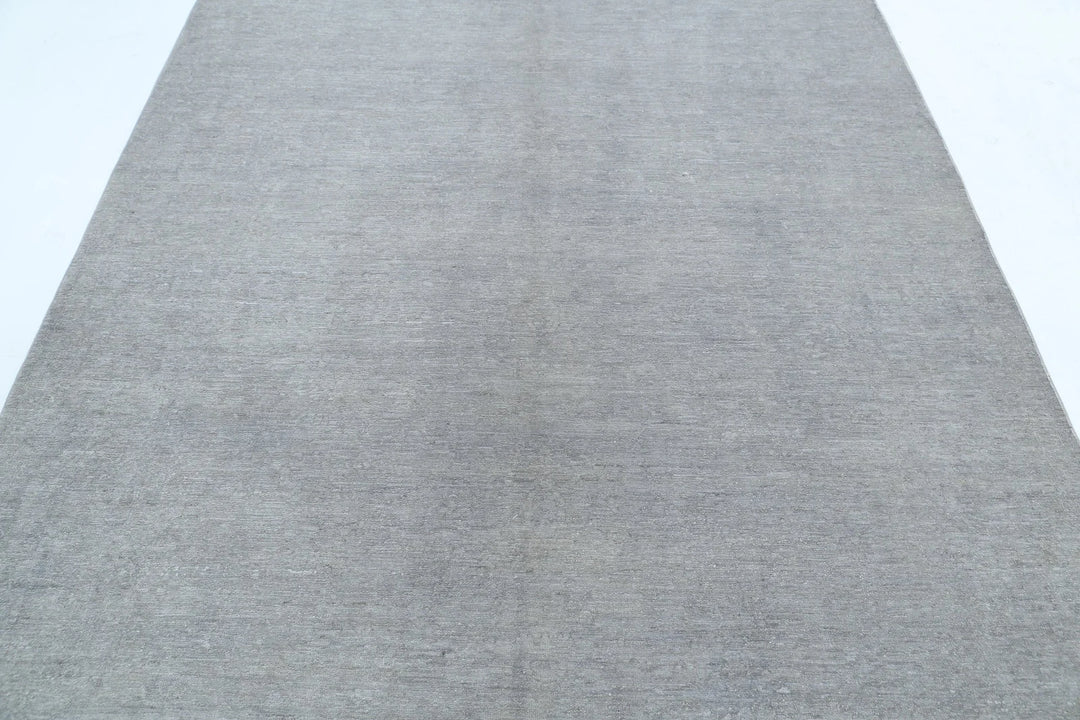 Grey Afghan Overdye Rug 6' 3" x 8' 3" Hand-Knotted | No. AT28096