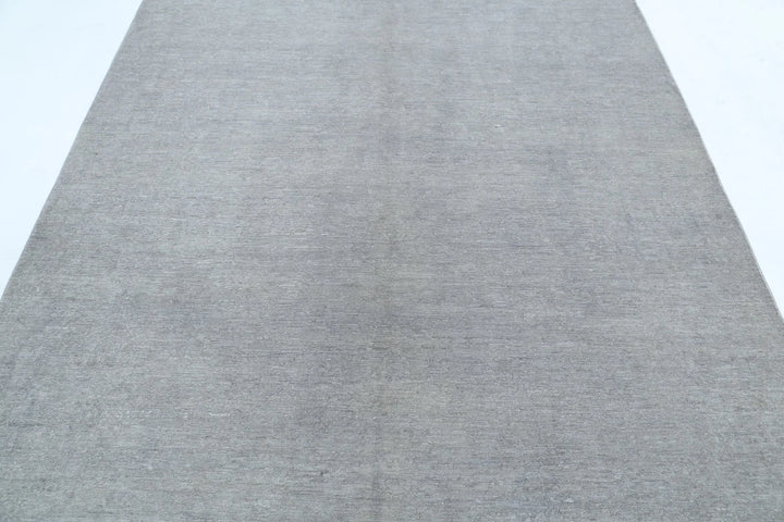 Grey Afghan Overdye Rug 6' 3" x 8' 3" Hand-Knotted | No. AT28096