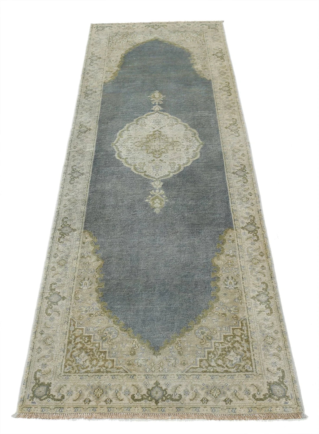 Grey Ivory Indian Ziegler Rug 2' 6" x 7' 9" Hand-Knotted | No. AT28098