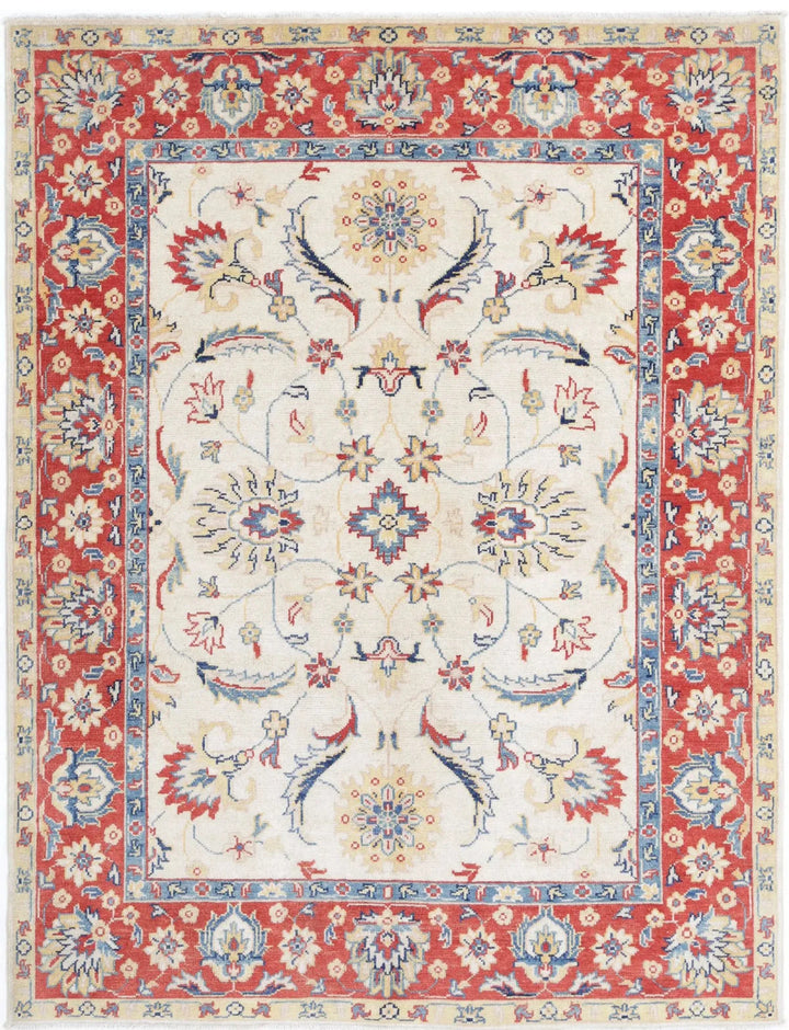 Afghan Ziegler Rug 4' 10" x 6' 4" Hand-Knotted | No. AT28118