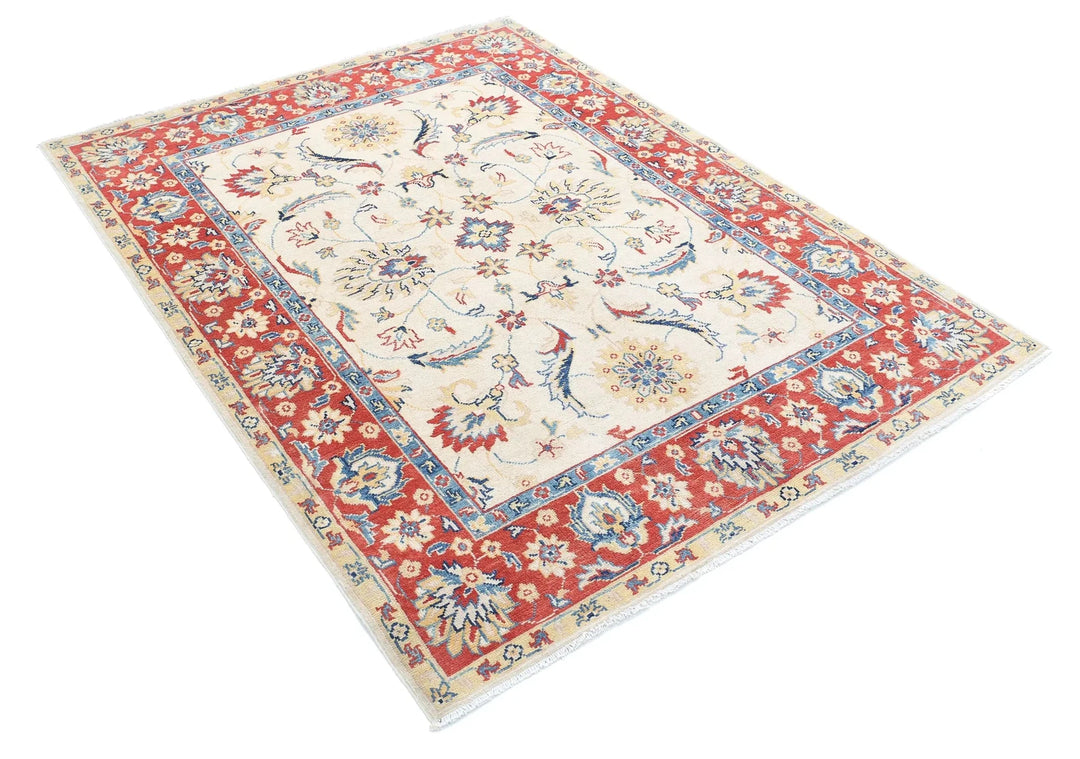 Afghan Ziegler Rug 4' 10" x 6' 4" Hand-Knotted | No. AT28118