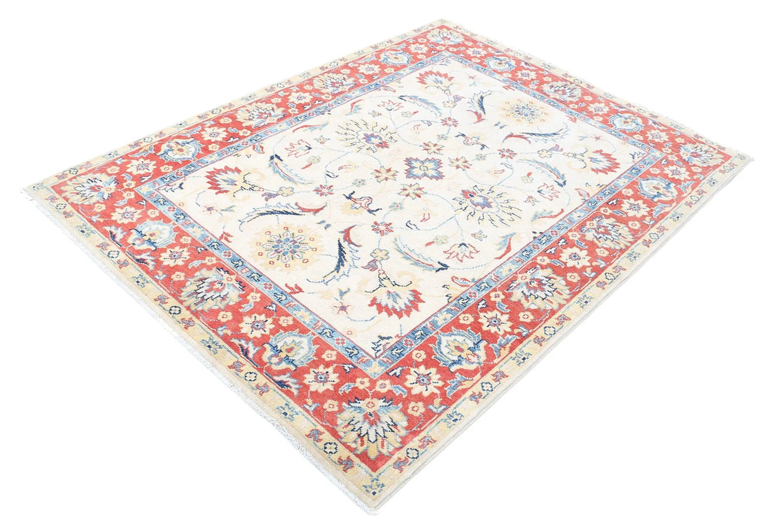 Afghan Ziegler Rug 4' 10" x 6' 4" Hand-Knotted | No. AT28118