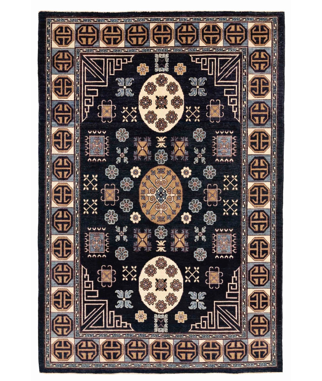 Afghan Khotan Rug 5' 11" x 8' 9" Hand-Knotted | No. AT28120
