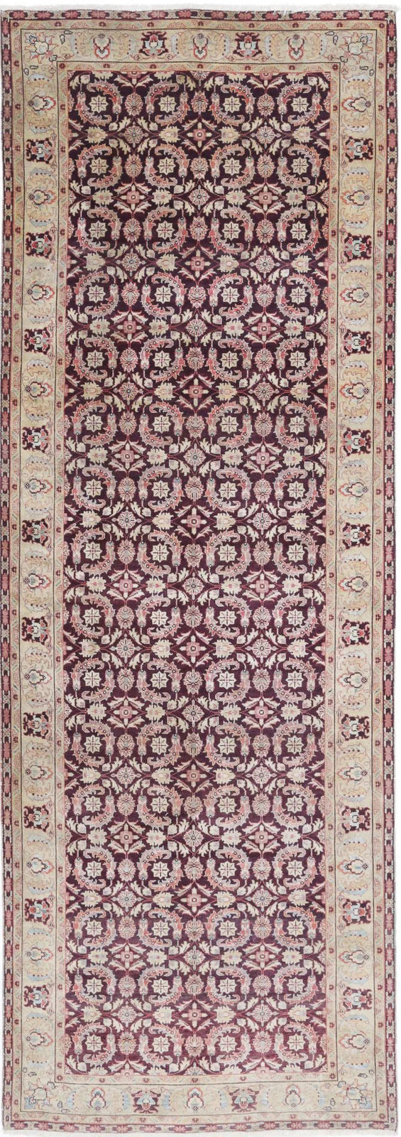 Indian Tabriz Rug 3' 11" x 11' 11" Hand-Knotted | No. AT28150