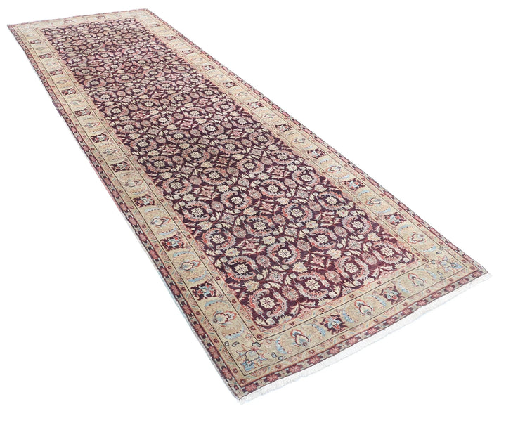 Indian Tabriz Rug 3' 11" x 11' 11" Hand-Knotted | No. AT28150