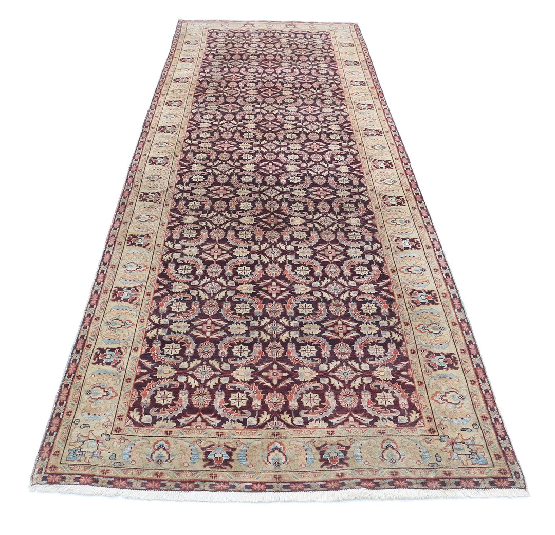 Indian Tabriz Rug 3' 11" x 11' 11" Hand-Knotted | No. AT28150