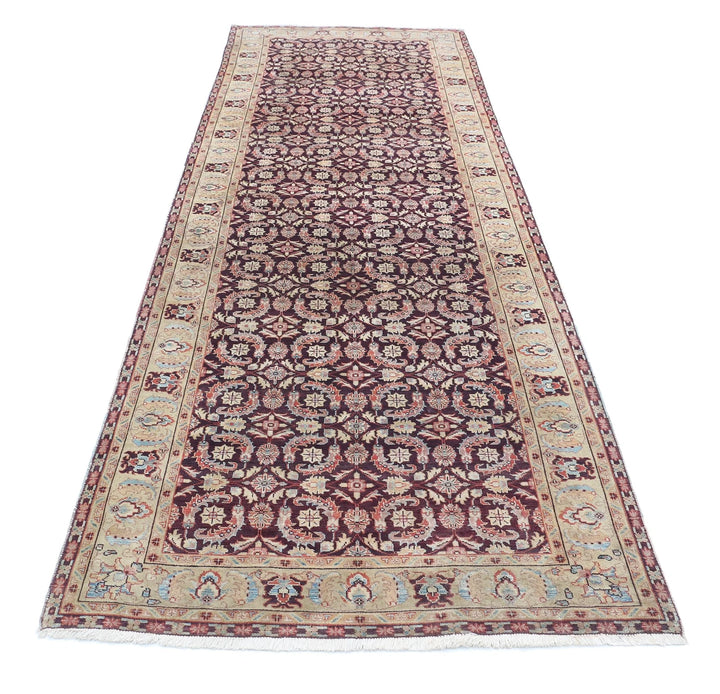 Indian Tabriz Rug 3' 11" x 11' 11" Hand-Knotted | No. AT28150