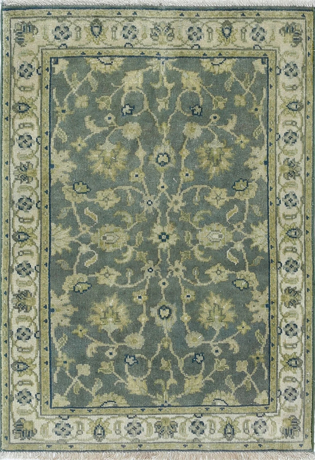 Green Indian Ziegler Rug 1' 11" x 2' 10" Hand-Knotted | No. AT28163